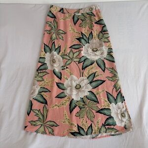 100% Silk Hawaiian Skirt Floral Womens Size 6 Kylani Bay